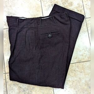 Men's Brown Tweed Wide Leg Wool Vintage Pants 34x32